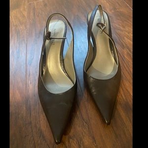 Chocolate Brown Point Toe Heel